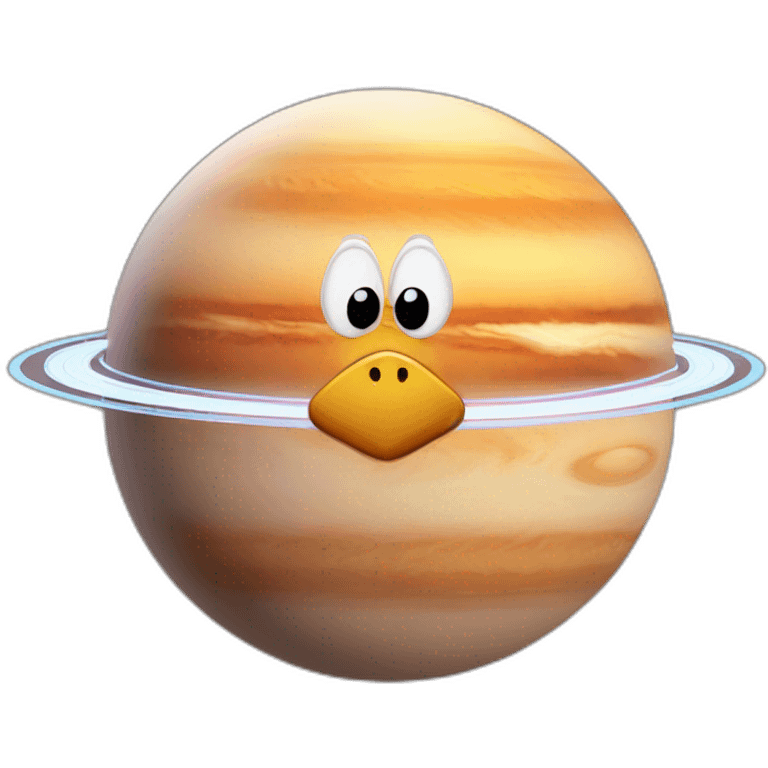 planet Saturn with a cartoon saluting chicken face emoji