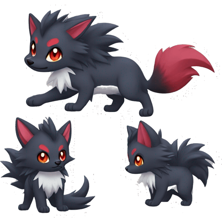 Kawaii Zorua-Zoroark-Mightyena emoji