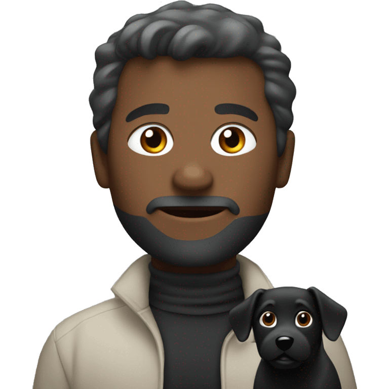 Man in Miata with a black dog emoji