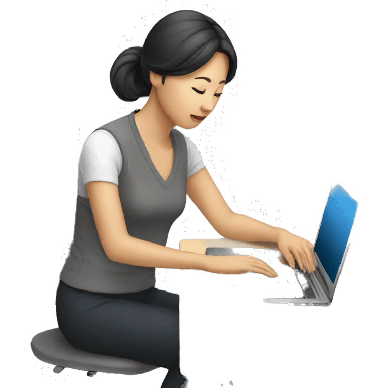 asian woman working on laptop emoji