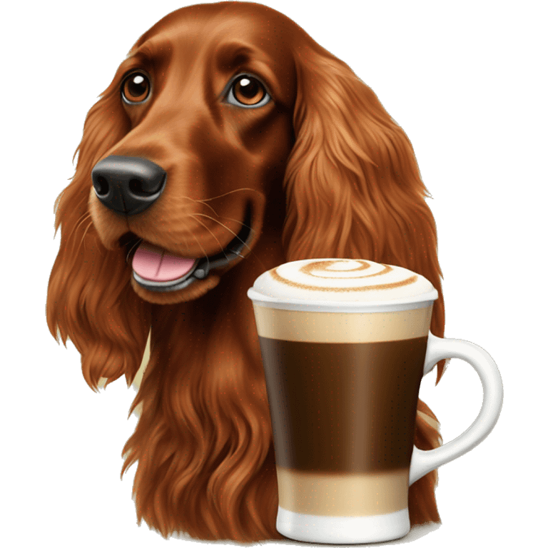 Happy Irish setter with cappuccino  emoji