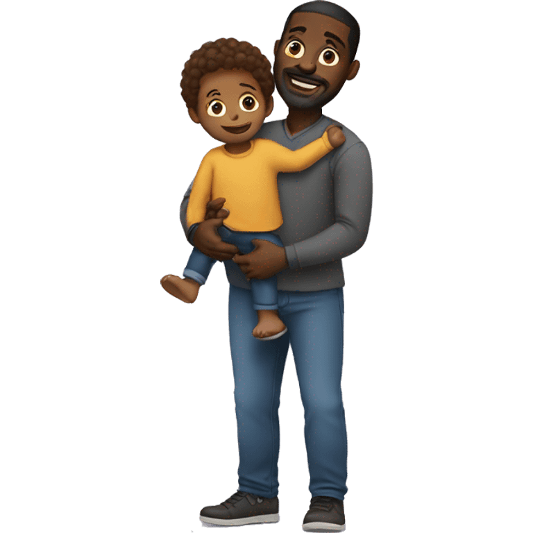 black father carrying child emoji