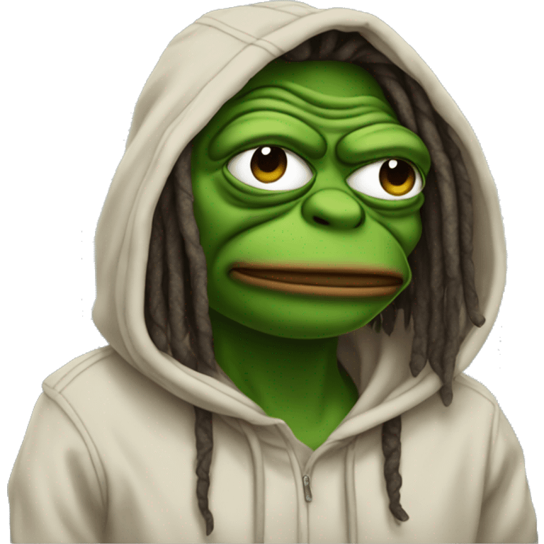 Pepe meme  with dreads wearing hoodie emoji