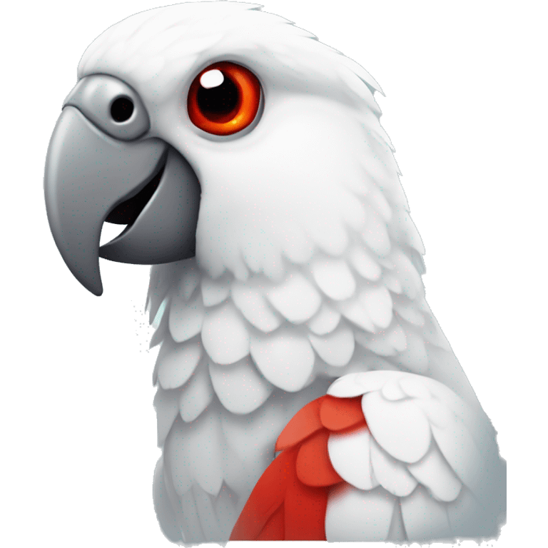 White parrot with red beak and red eyes emoji