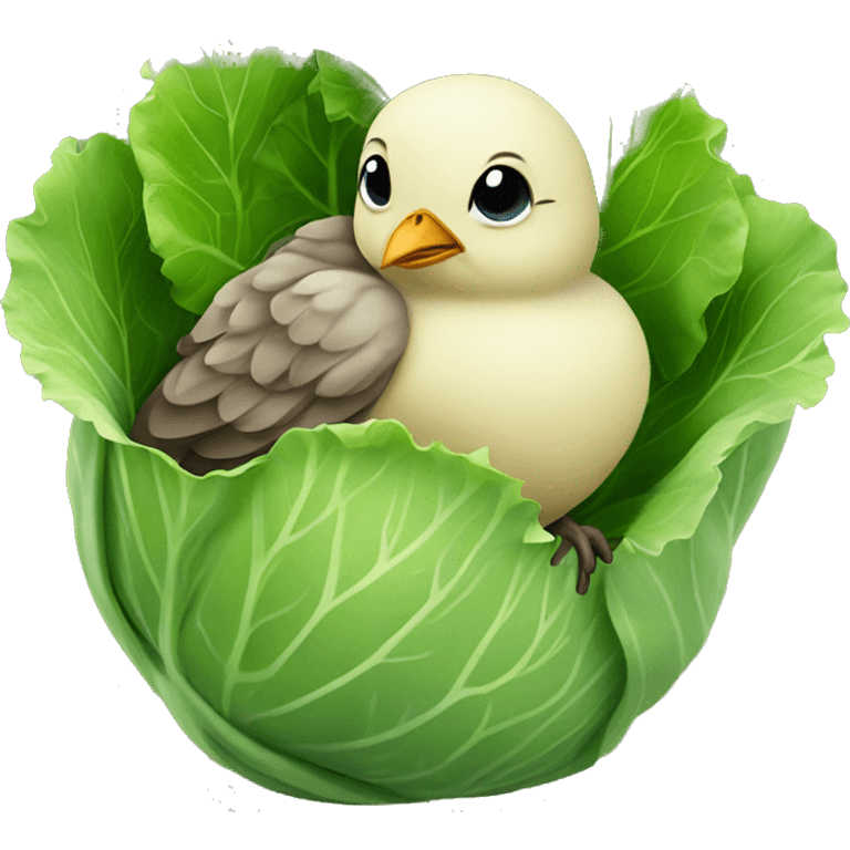 baby bird sitting on cabbage  emoji