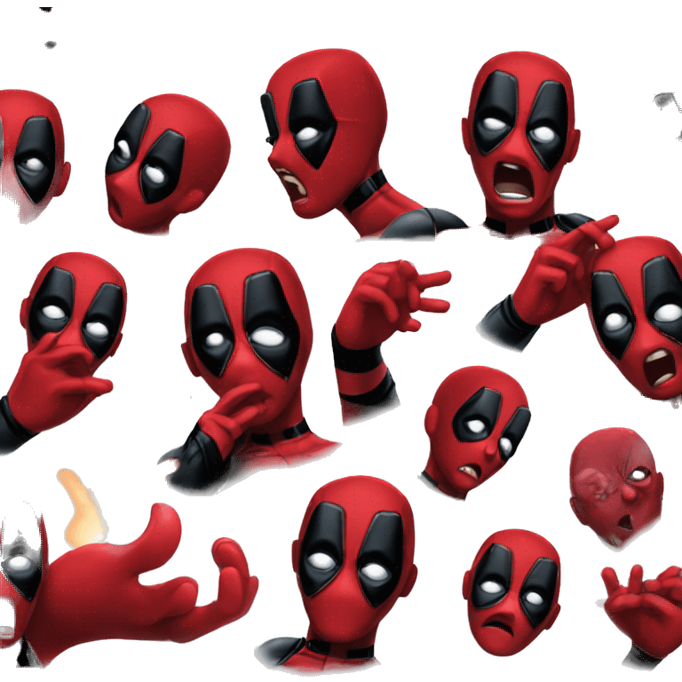 Deadpool shocked with hands on head emoji