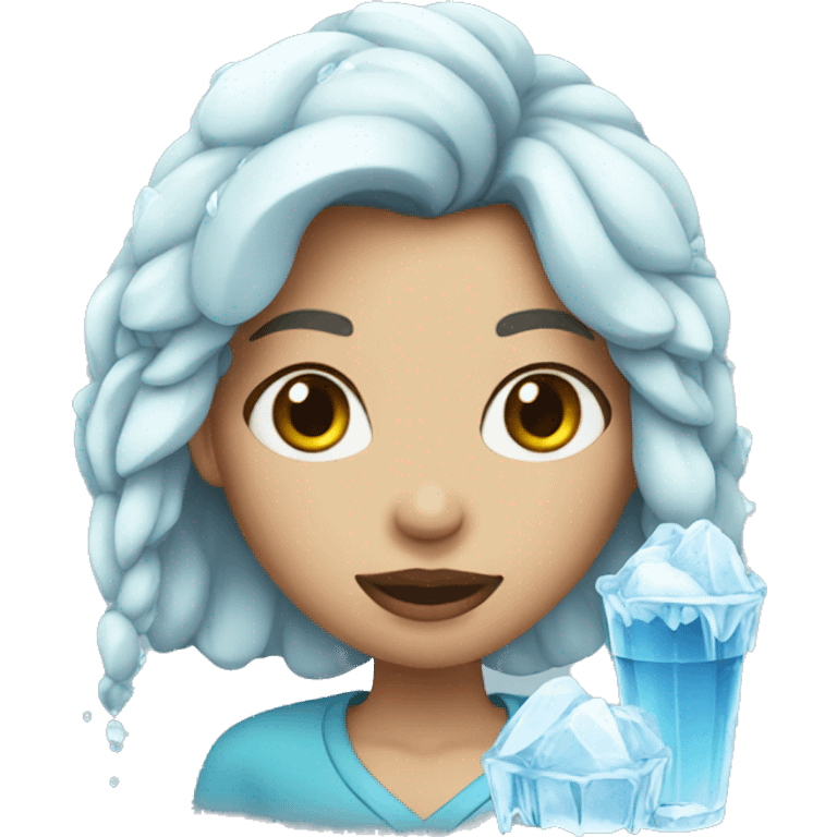 Girl with ice emoji