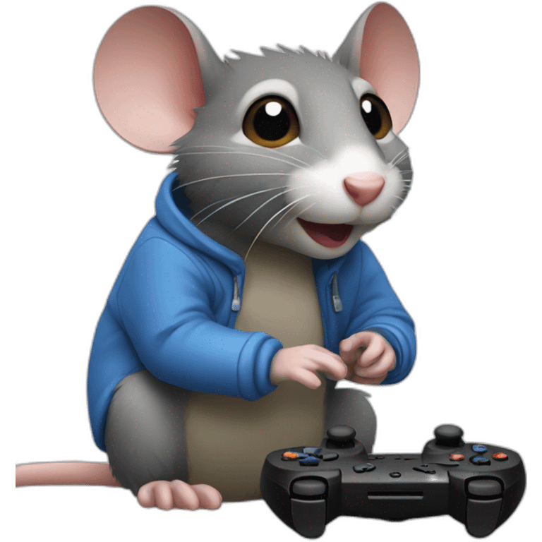 Un rat qui joue à la PlayStation emoji