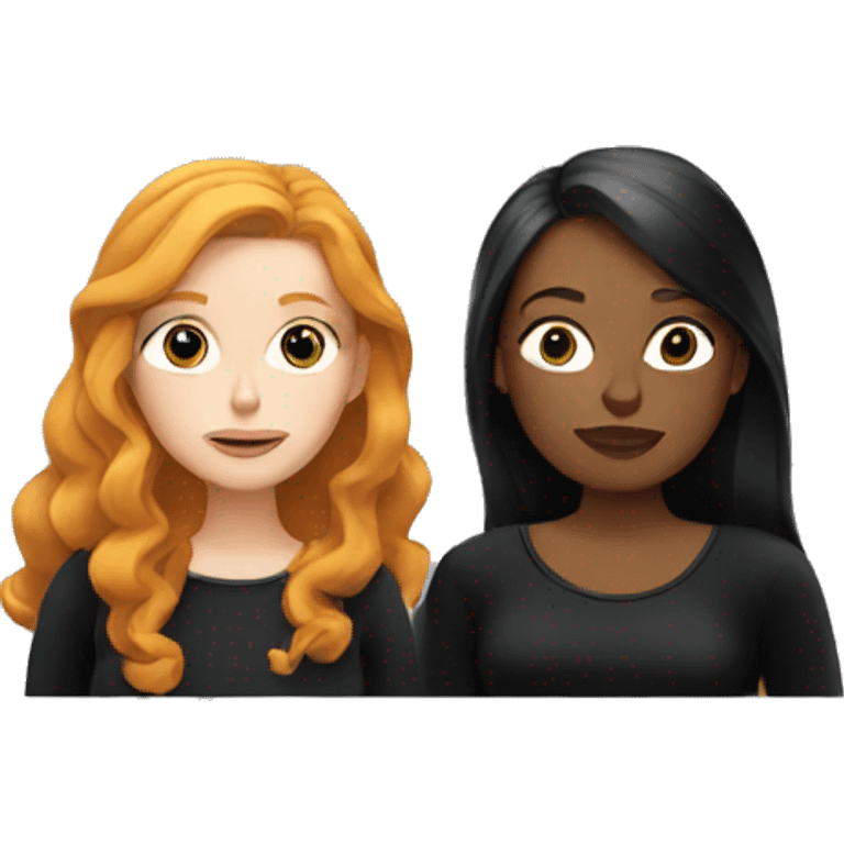 A ginger and a blonde girl in black tops smoking  emoji