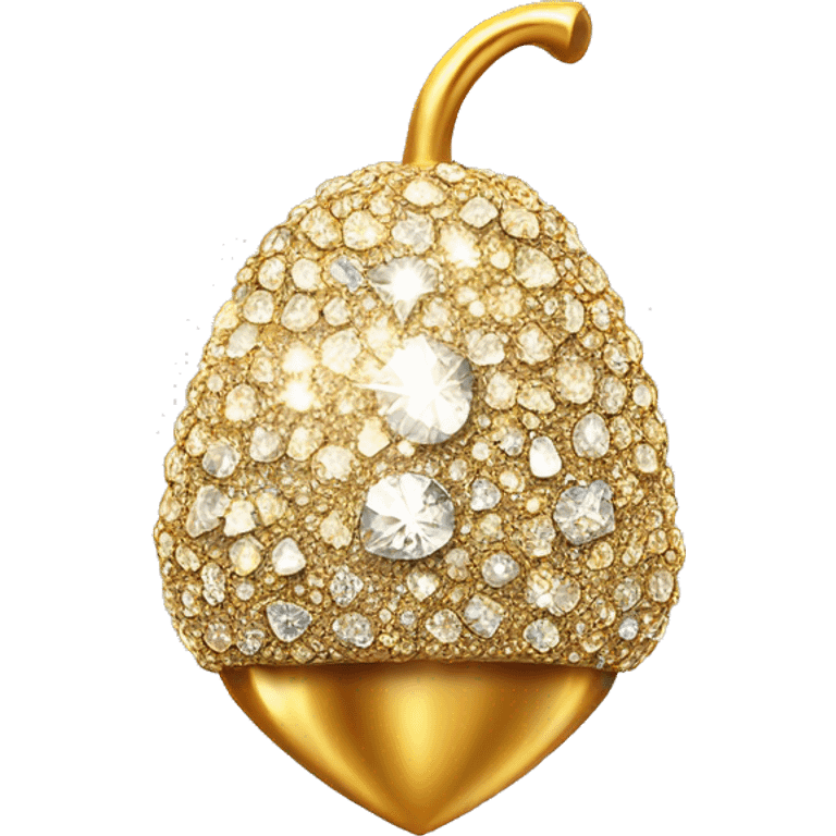 sparkling diamond Acorn like diamond with stem made of gold emoji