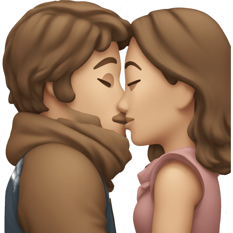 couple Kissing with Brown hair  emoji