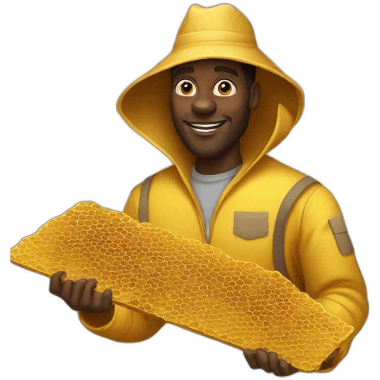 Tall black man beekeeper with honeycomb full body emoji