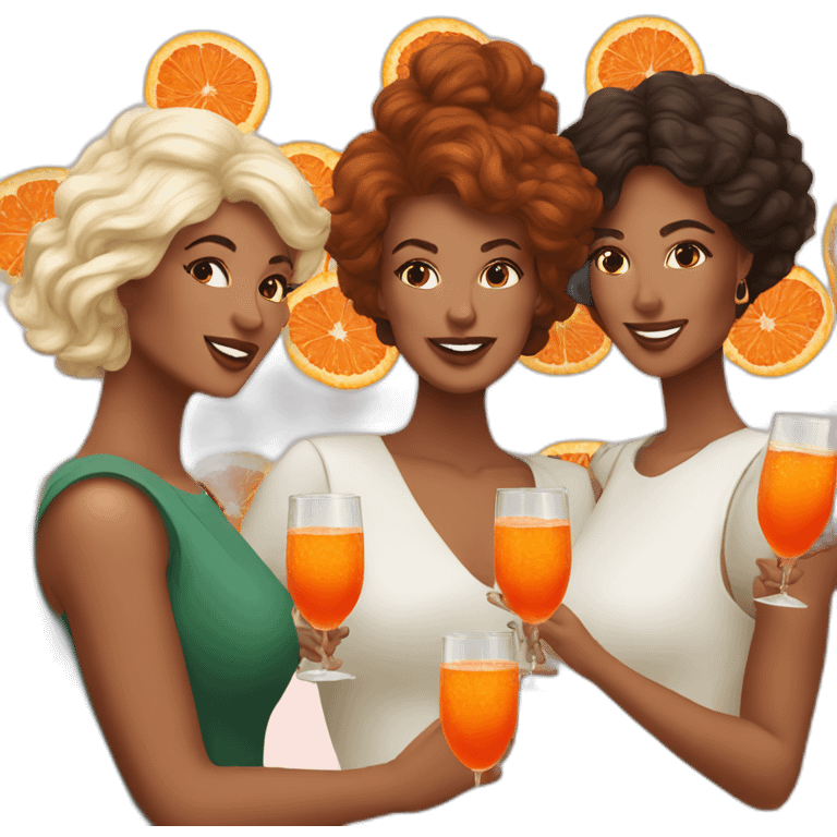 Three women drinking aperol spritz emoji