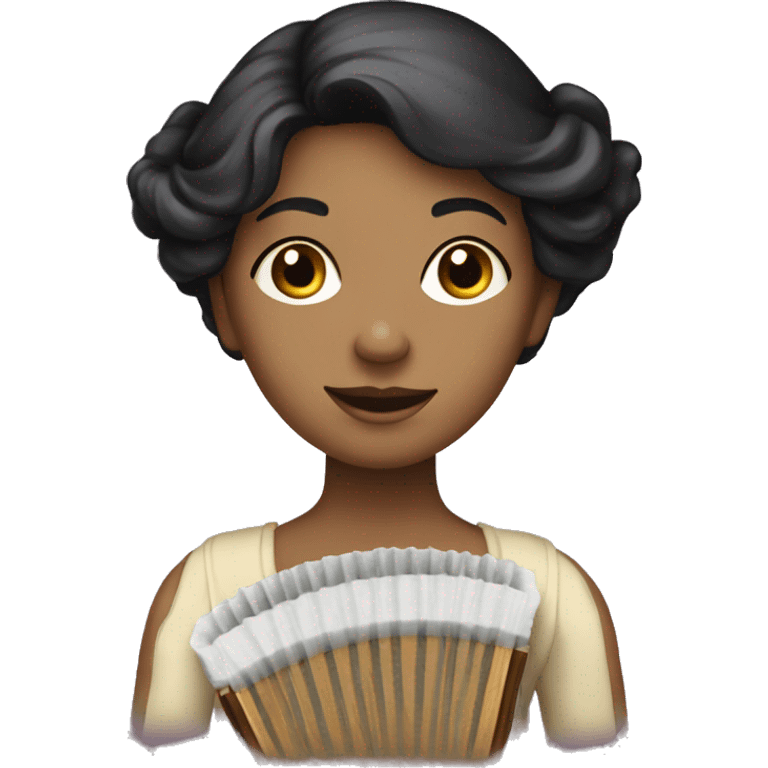 Victorian lady with black hair holding soap and a washboard emoji