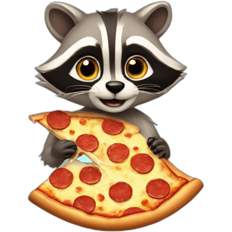 Raccoon with Pizza emoji