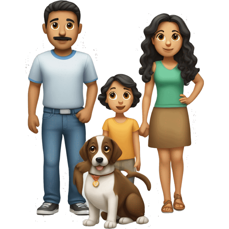 Hispanic family 2 kids and a dog emoji