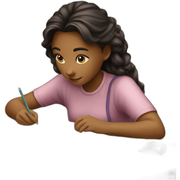 Girl studying in her decorated table  emoji