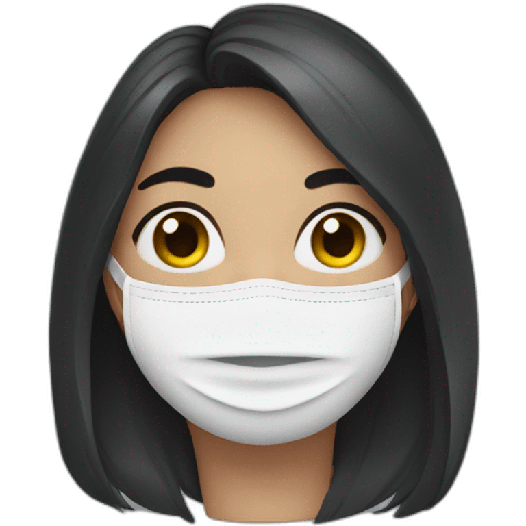 covid mask girl dark hair emoji