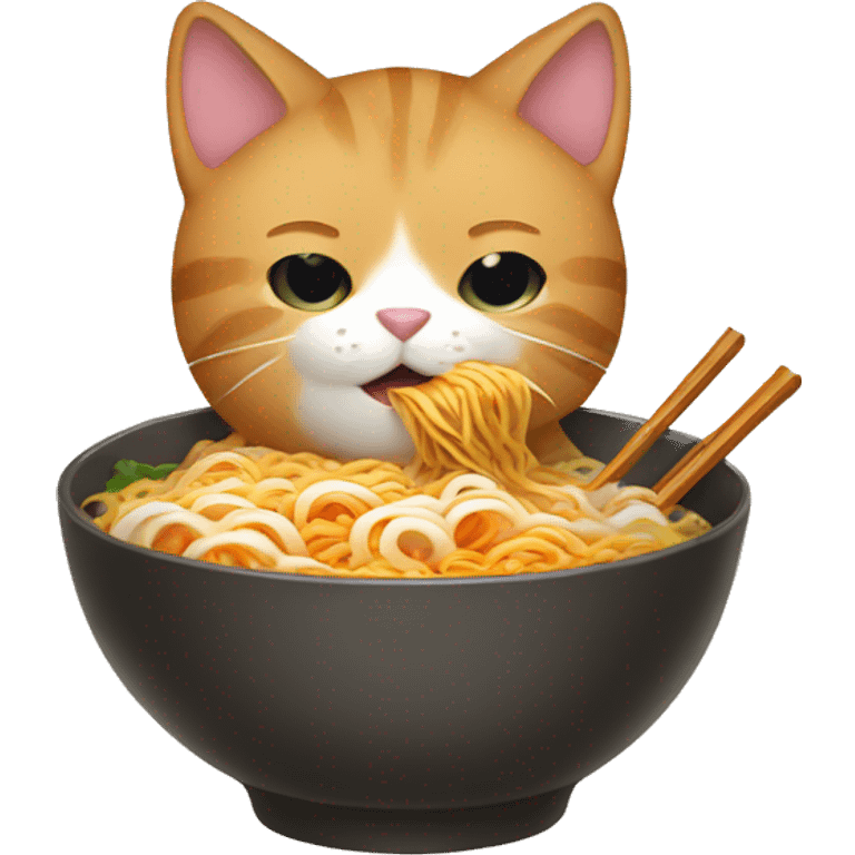 Cat eating ramen emoji