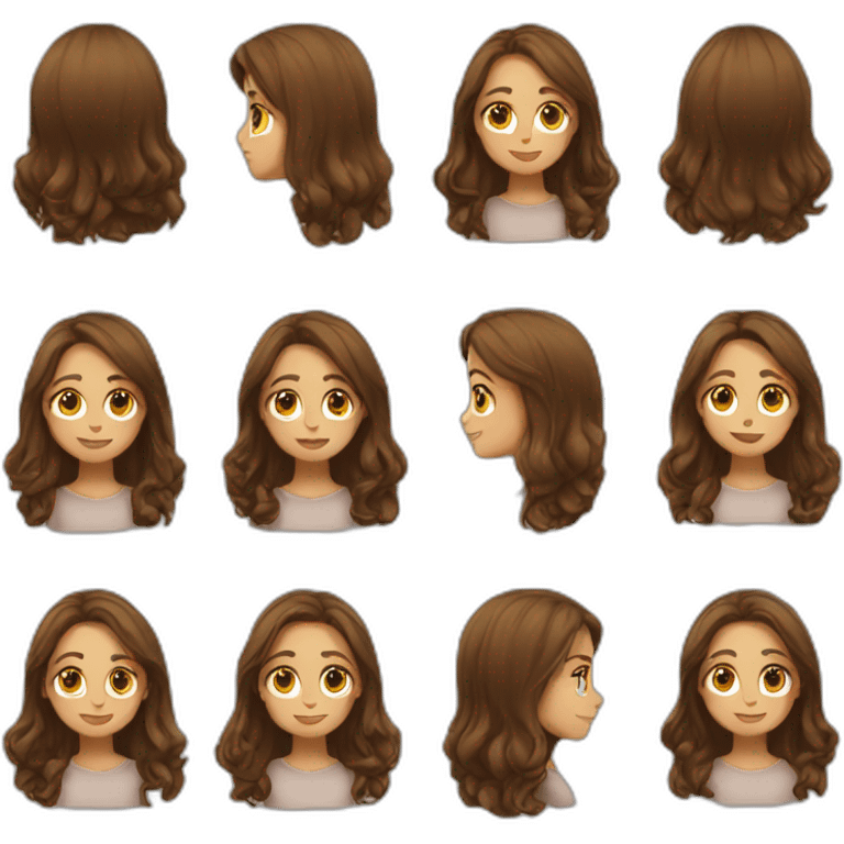 girl long brown hair love emoji