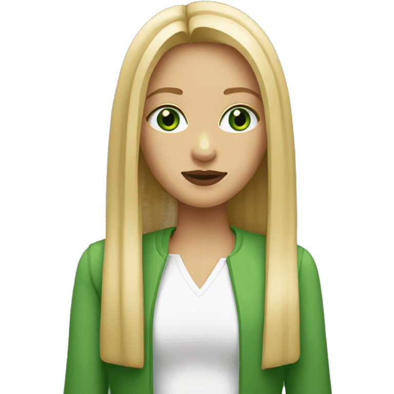 Girl with long straight blonde hair green eyes and filled lips emoji