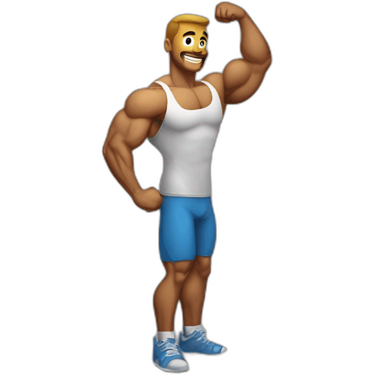 Guy with big triceps in a bodybuilding triceps pose emoji