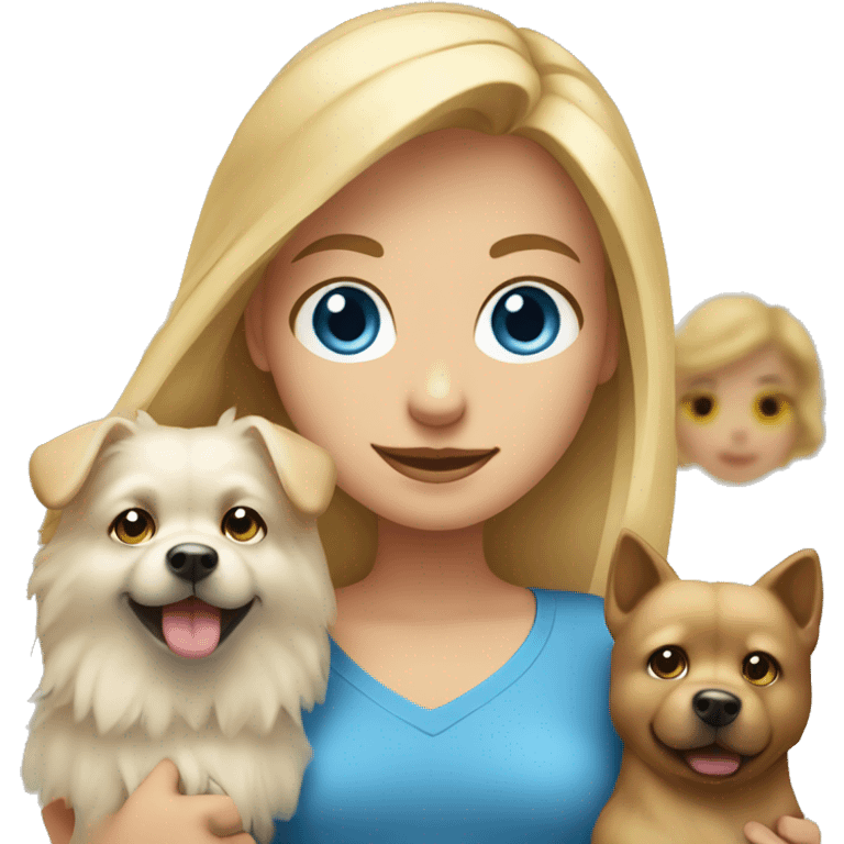 Blonde girl blue eyes holding spitz  emoji