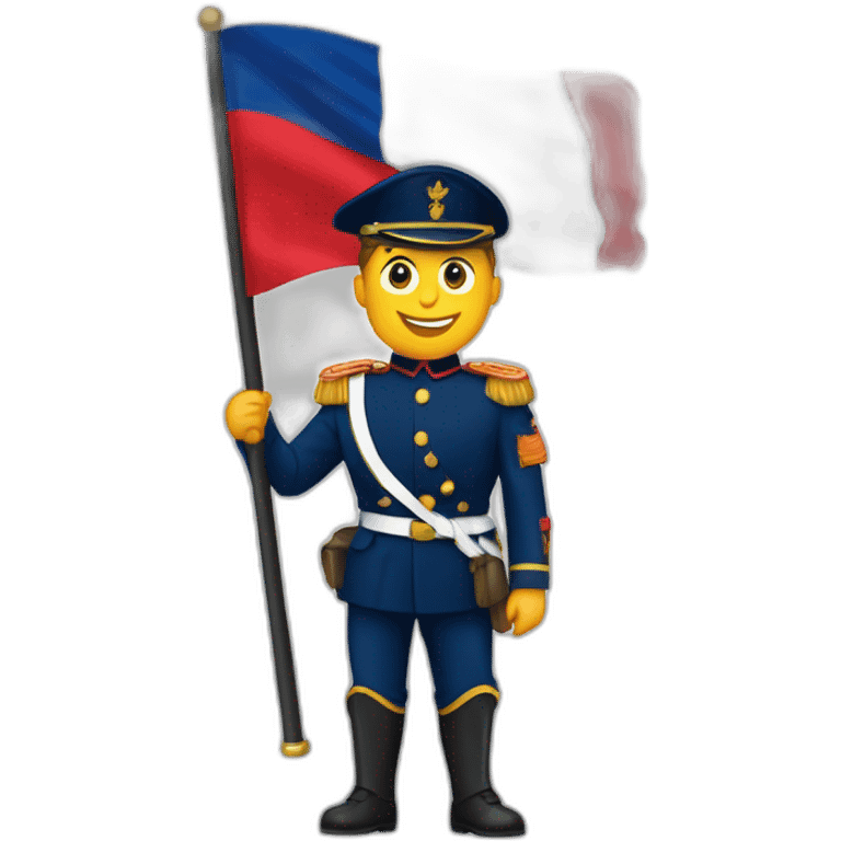 militaire devant le drapeau français emoji