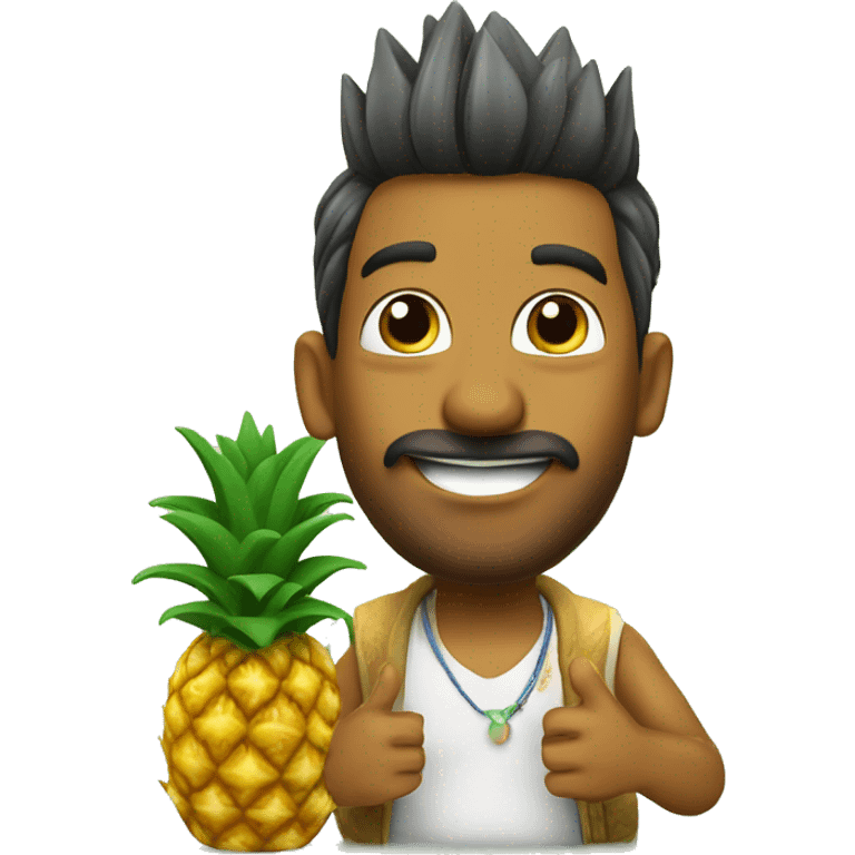 Pineapple with a indian guy saying good morning pineapple and the pinaple is saying good morning indian guy emoji