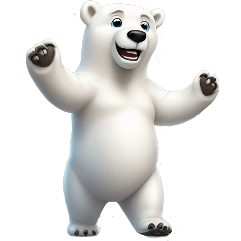 3D cartoon polar bear character, small body with big head, plain background, joyful pose. –ar 3:4 –v 6.1 emoji