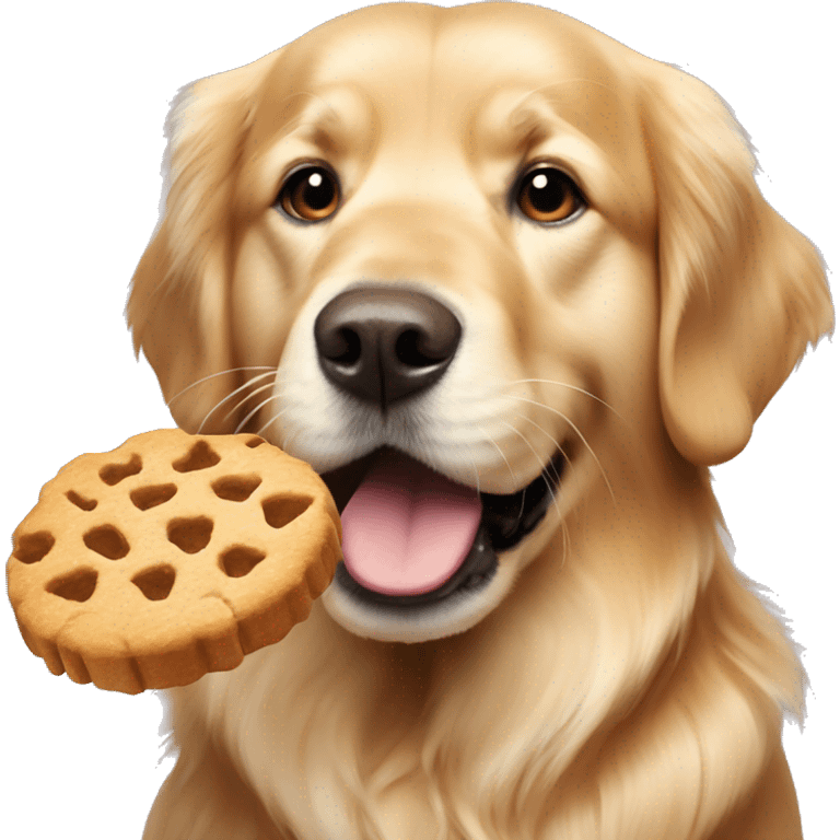 golden retriever with a treat emoji