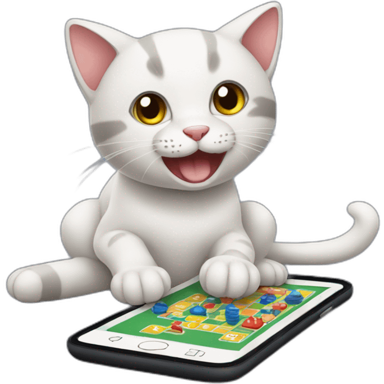 Cat playing game on mobile emoji