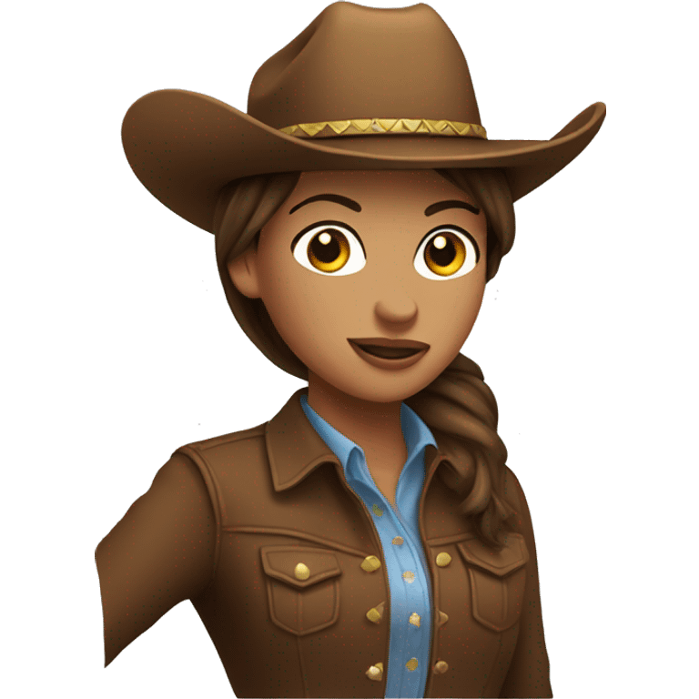 Brown hair cowgirl on horse emoji