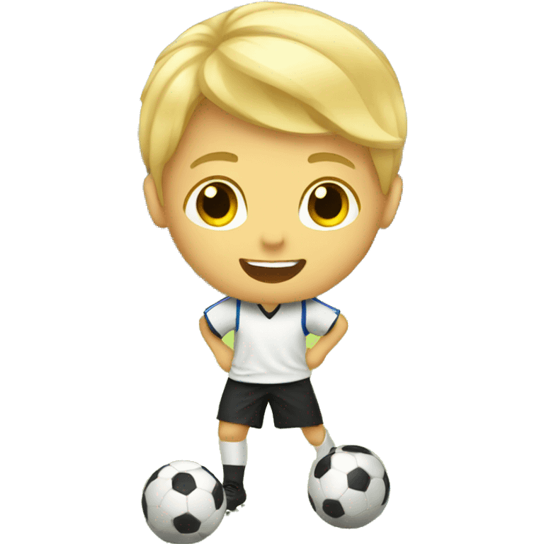 Blond boyplaying soccer emoji