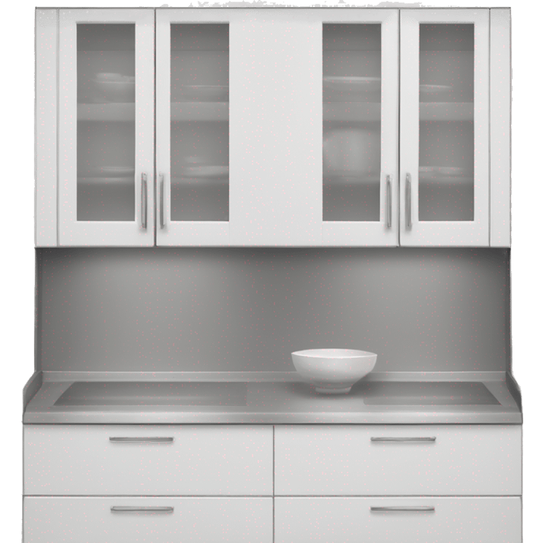 Realistic front facing white and rose silver hanging kitchen cabinets  emoji