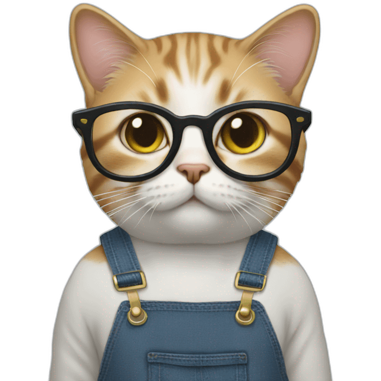 cat in glasses in overalls emoji