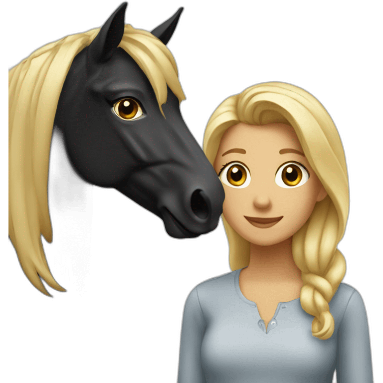 Cheval noir et fille blonde emoji