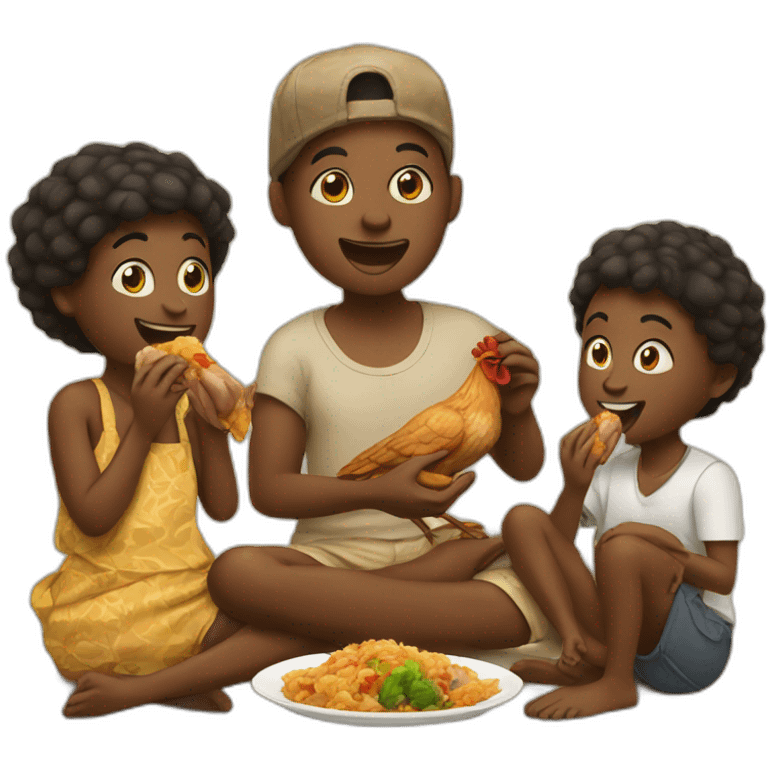 Africa people eating chicken emoji