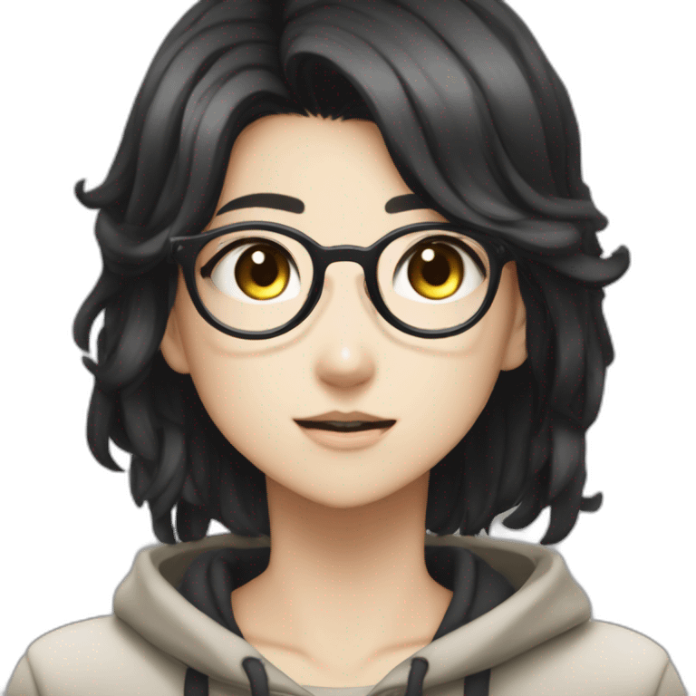 FEMALE,SHSL MATHEMATICIAN,BLACK EYES,BLACK HAIR LONG,USE GLASSES,TAN SKIN DANGANRONPA OC emoji