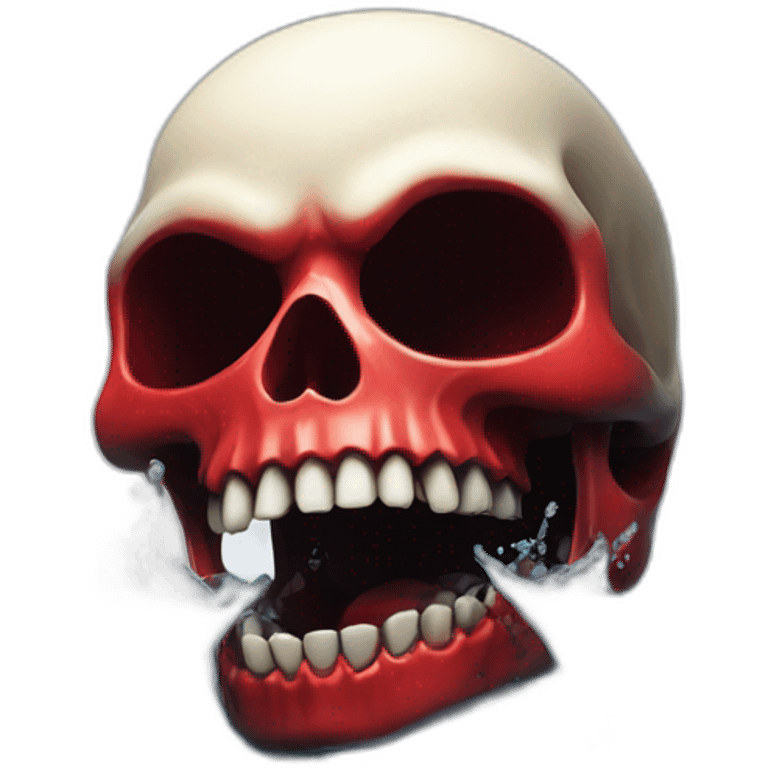 skull red and black biting on water emoji