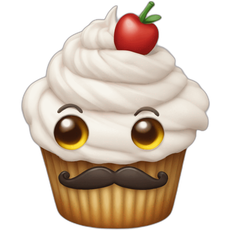 cupcake with eyes and moustached  emoji