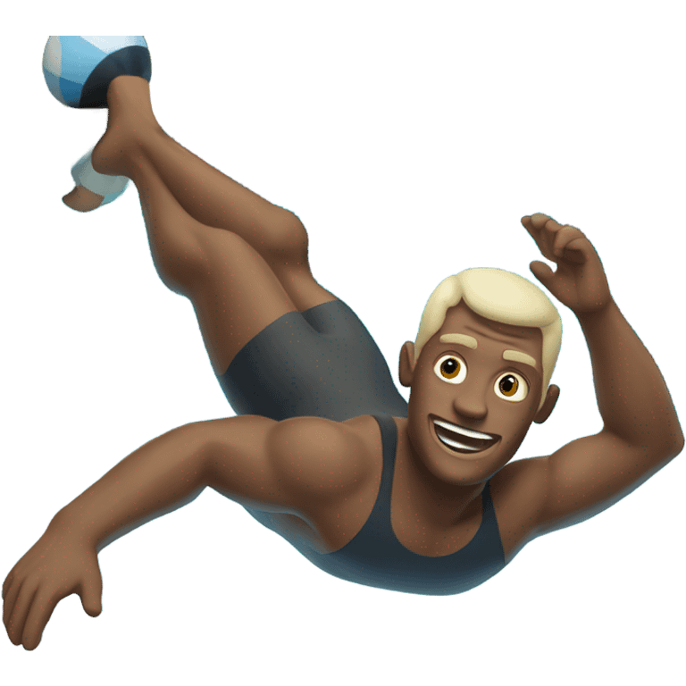 An emoji of a fair-skinned man diving headfirst into a pool. emoji