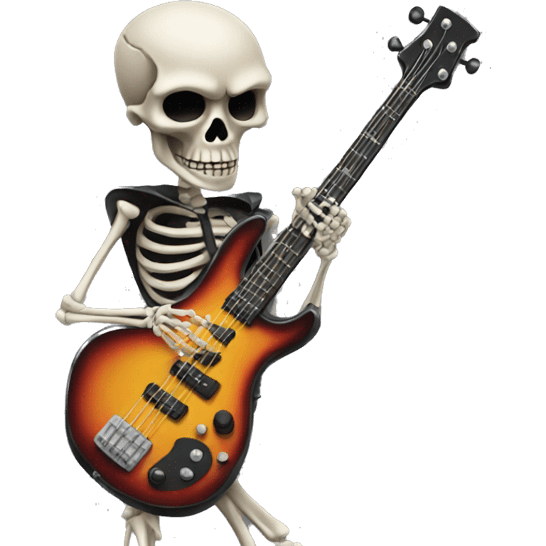 Skeleton playing bass guitar emoji