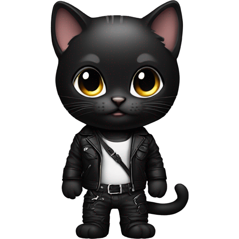 Very alluring techno brat black kitten with leather strap clothing emoji