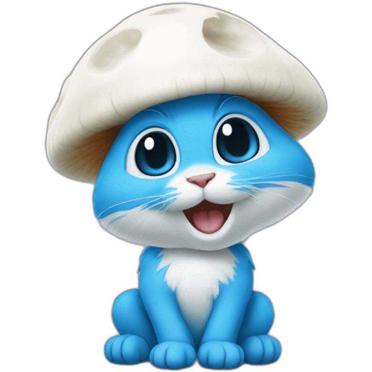 blue smurf cat with white mushroom as a har emoji