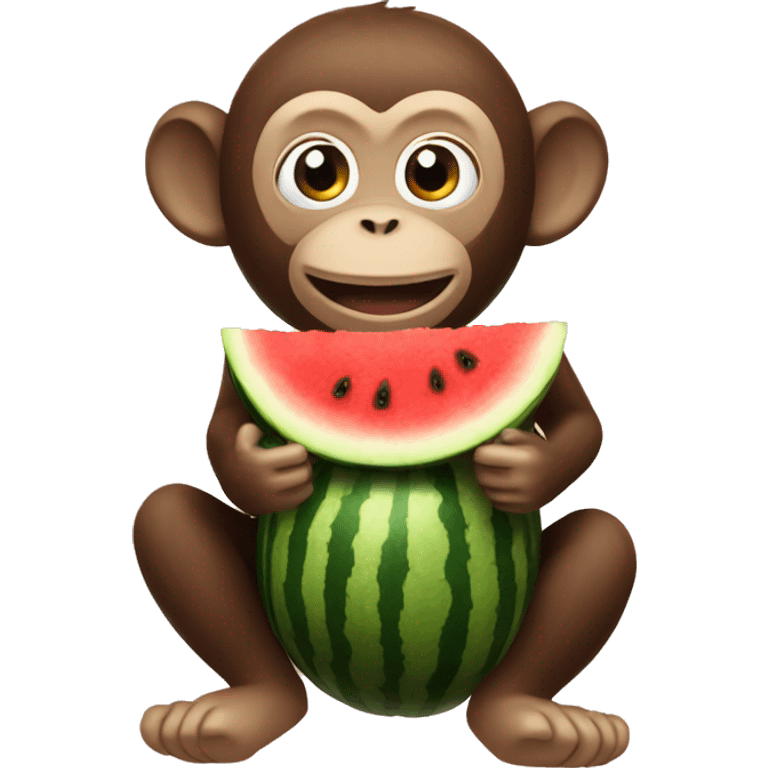 Monkey playing with watermelon emoji