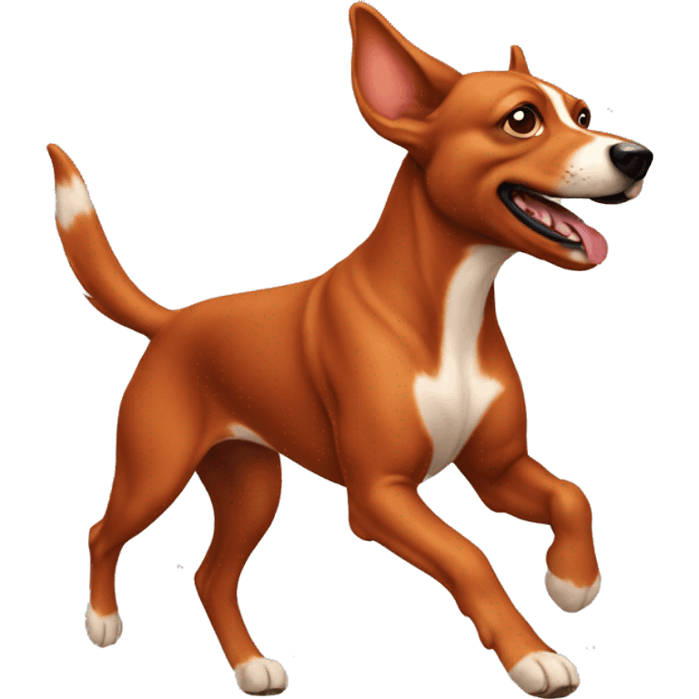 realistic solid red dog with pointed ears running emoji