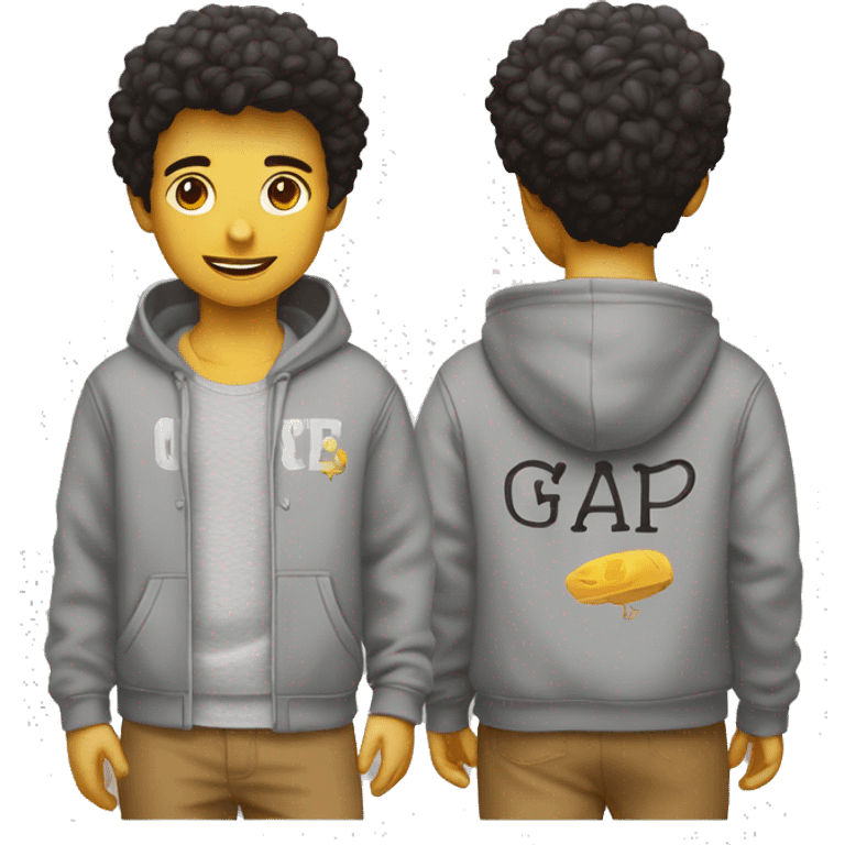 Chico con sudadera estampada con el texto “gap” emoji