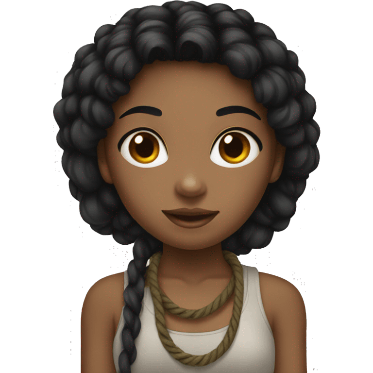 A blackhair girl, with rope emoji