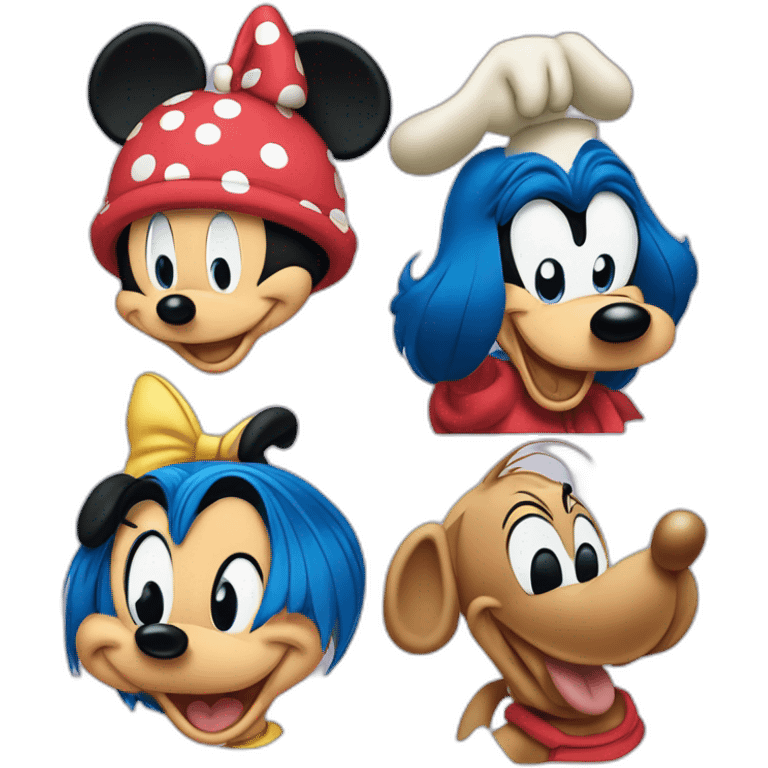 Mickey pluto and minnie and goofy and donald emoji